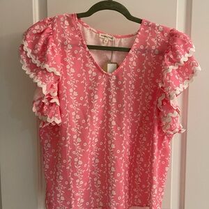 Main Strip Pink Floral Blouse NWT